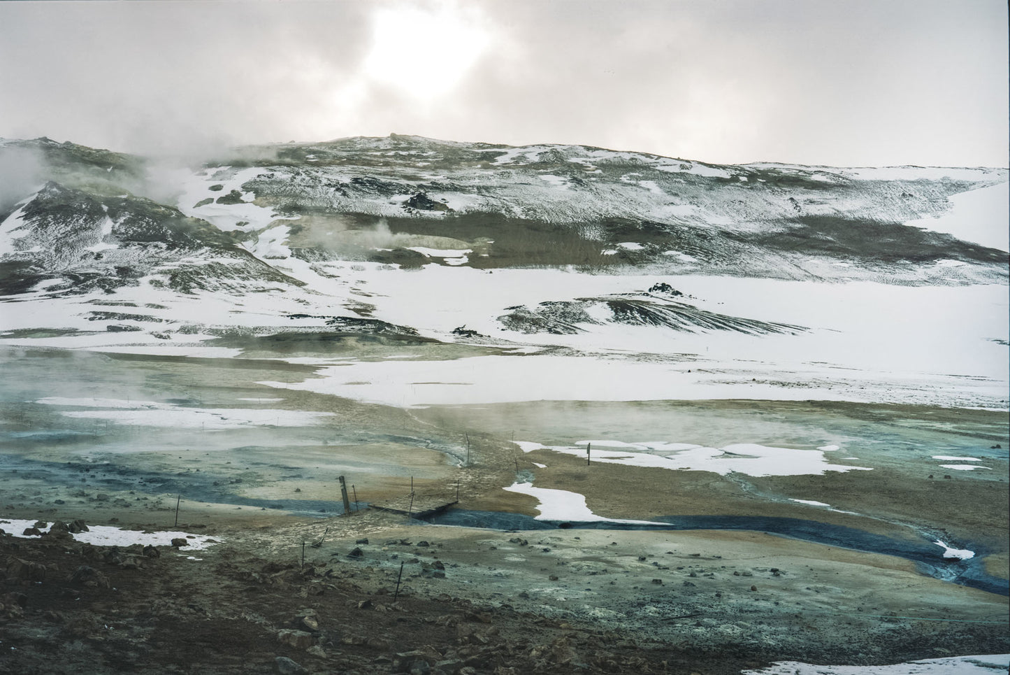 Hverir Iceland © Alison De Mars landscape snow volcano mountains bridge fine art photography